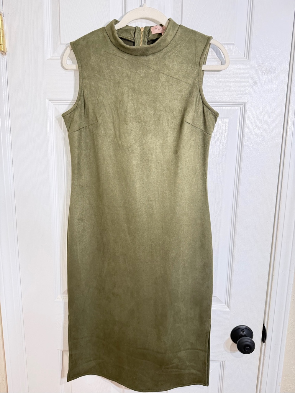 Philosophy Sleeveless Olive Midi Shift Dress